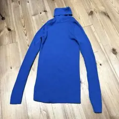 UNIQLOウール　リブタートル　ニット　ブルー　S