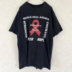 US古着 両面プリント メッセージTシャツ 半袖 黒 ビンテージ ストリート M