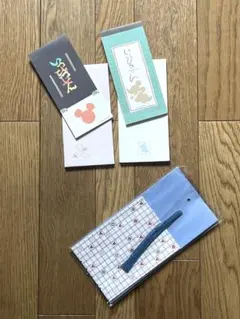 和風Disney 一筆箋と封筒セット２種と大小袋セット(未使用品)