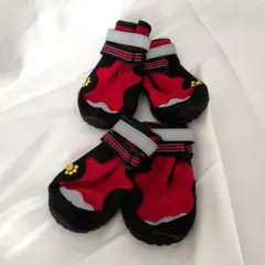 ✨新品✨犬靴 犬用メッシュシューズ ドッグくつ 4個入り レッド ドックブーツ