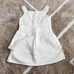 【BeBe】ホワイト ノースリーブ ワンピース110