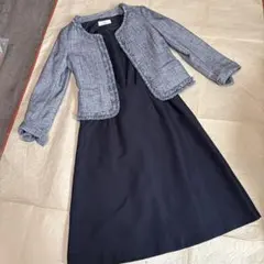 紺色系ジャケットと紺系ワンピースセット　Ｍサイズ　コサージュ付き　卒業式　入学式