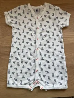 プチバトー赤ちゃんヒョウ柄プリント 半袖ロンパース　6M