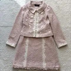 極美品✨COTOO SHUZO ツイードセットアップ　ピンク　襟取り外し可