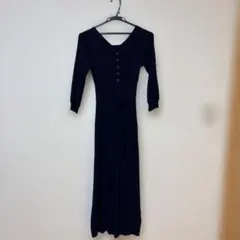 最終値下げトッコクローゼットネイビーリブ編み長袖ニットワンピース2way