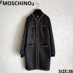 希少【MOSCHINO】チェーン キルティングロングジャケット　中綿 黒　38のサムネイル