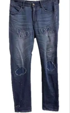 ナンバーナインDENIM×1PIU1GUALE3コラボペンキ加工ダメージデニムM