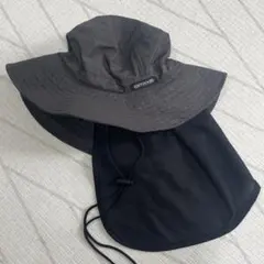 outdoor アウトドア　ブラック ハット　帽子　首日除け　紐付き