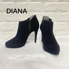 DIANA ダイアナ スエード ブーティ 24cm 黒 旧ロゴ ヴィンテージ