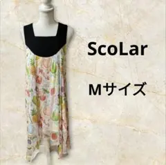 【美品】スカラー ScoLar ノースリーブチュニック ワンピース チュール Mのサムネイル