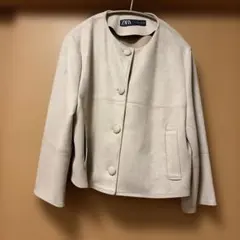 ZARA フェイクスエードノーカラージャケット