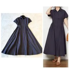 美品♡JENNE ジェンヌ カシュクールワンピース ネイビー L - メルカリ