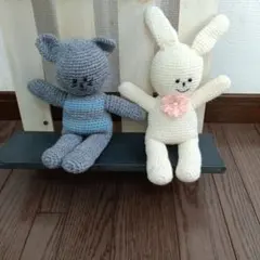あみぐるみ ネコとウサギセット□E584