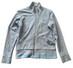 PUMA プーマ ジップアップジャージジャケット グレー ブルーライン Mサイズ
