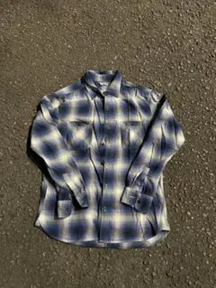 UNIQLO M 青系チェック ネルシャツ