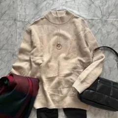 アーバンリサーチドアーズ ハーフネックニットハミルトンウール ベージュM