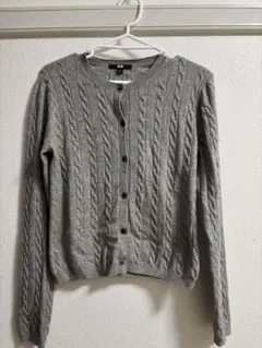 グレー ケーブルニット カーディガン M