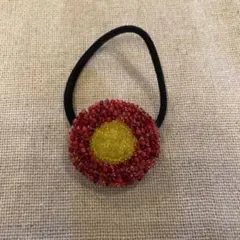 花形ヘアゴム 赤と黄色