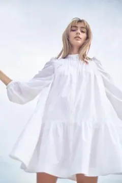 SNIDEL オーガニック ボリューム ミニドレス シャツワンピース