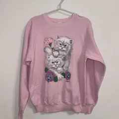 猫イラスト ピンク スウェット
