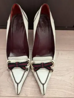 GUCCI グッチ パンプス ホワイト シェリーライン リボン　サイズ34.5のサムネイル