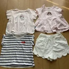 キッズ服 4点セット 半袖シャツ・ショートパンツ 100cm
