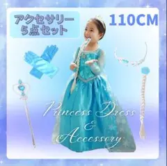 プリンセス ドレス 110cm 5点セット 全身コーデ フルセット エルサ風 D