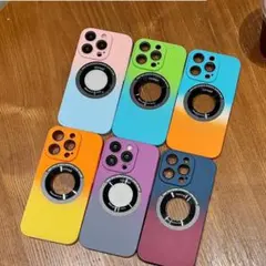 iPhone 15 Pro max用ケース カラフル PC 2 色グラデーション