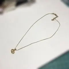 12787 クリスチャンディオール　ゴールド ハート型チャーム ネックレス