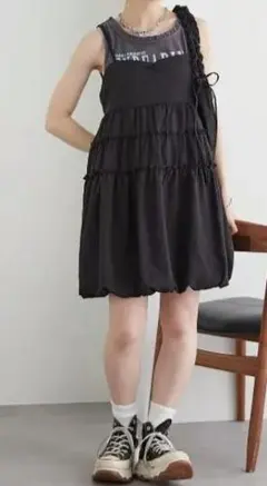 w closet バルーンキャミワンピース　ブラック