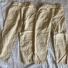 ベージュ ストレートパンツ ゴム入りウエスト