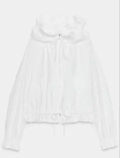 【ZARA】ザラ S フリルトリムジップアップジャケット 白 完売品 新作 完売品⭐︎ZARA フリルトリム ジップアップジャケット XS ホワイト
