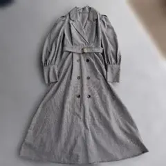 GRL グレイル 千鳥格子柄バックルベルト付きタックフレアワンピース S