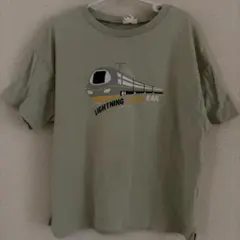 Samansa Mos2 Tシャツ 電車柄 カーキ