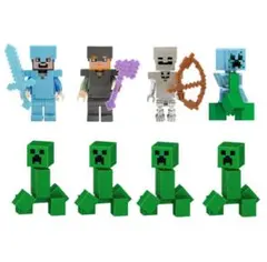 レゴ 互換 マインクラフト マイクラ 大量クリーパー ミニフィグ8体 スケルトン