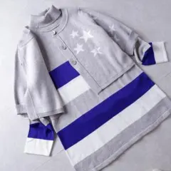 ボーダー ニット レイヤード 2way 春物 LL ゆったり 星柄