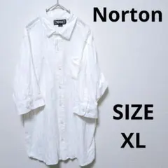 Norton ノートン 六分袖シャツ バッグビッグ刺繍ロゴ ホワイト XLのサムネイル