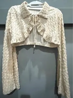 SHEIN アイボリー クロップドカーディガン 長袖 romwe Lサイズ