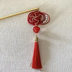 78 かんざし　水引　タッセル ハンドメイド