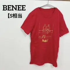 BENEE 【S相当】イラストプリント Tシャツ レッド　シンプル　カジュアル