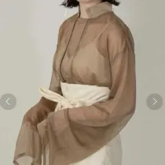 lawgy シアートップス 長袖シャツ ベージュ