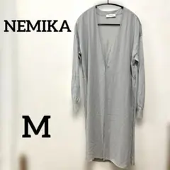 NEMIKAグレー ロングカーディガン Vネック 長袖M 薄手　春夏のサムネイル