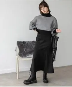 JEANASIS ヌバックライクマーメイドスカート　ブラック　S