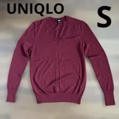 UNIQLO バーガンディ Vネック セーター M ウール