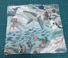 おとぎの国の猫と仲間たち　タオルハンカチ　はんどめいど