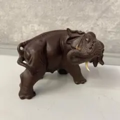 昭和レトロ 木製 象 ゾウ 置物 木 彫刻 インテリア オブジェ 飾り