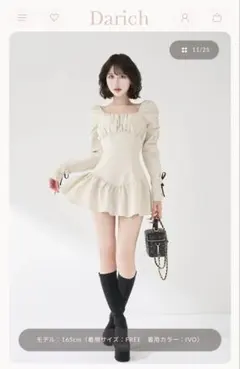 Darich スクエアネックギャザーミニワンピース