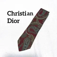 Christian Dior / ペイズリー柄　ネクタイ/ ワインレッド