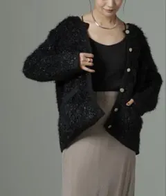 NANO universe ラメシャギーニット ジャケットカーディガン