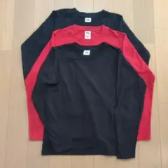 長袖 T シャツ 150cm 3枚セット 黒2赤1